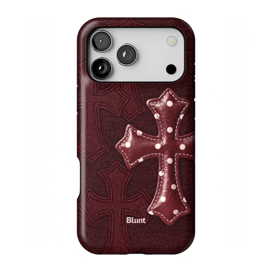 Maroon Polka Cross iPhone Case - Blunt Cases