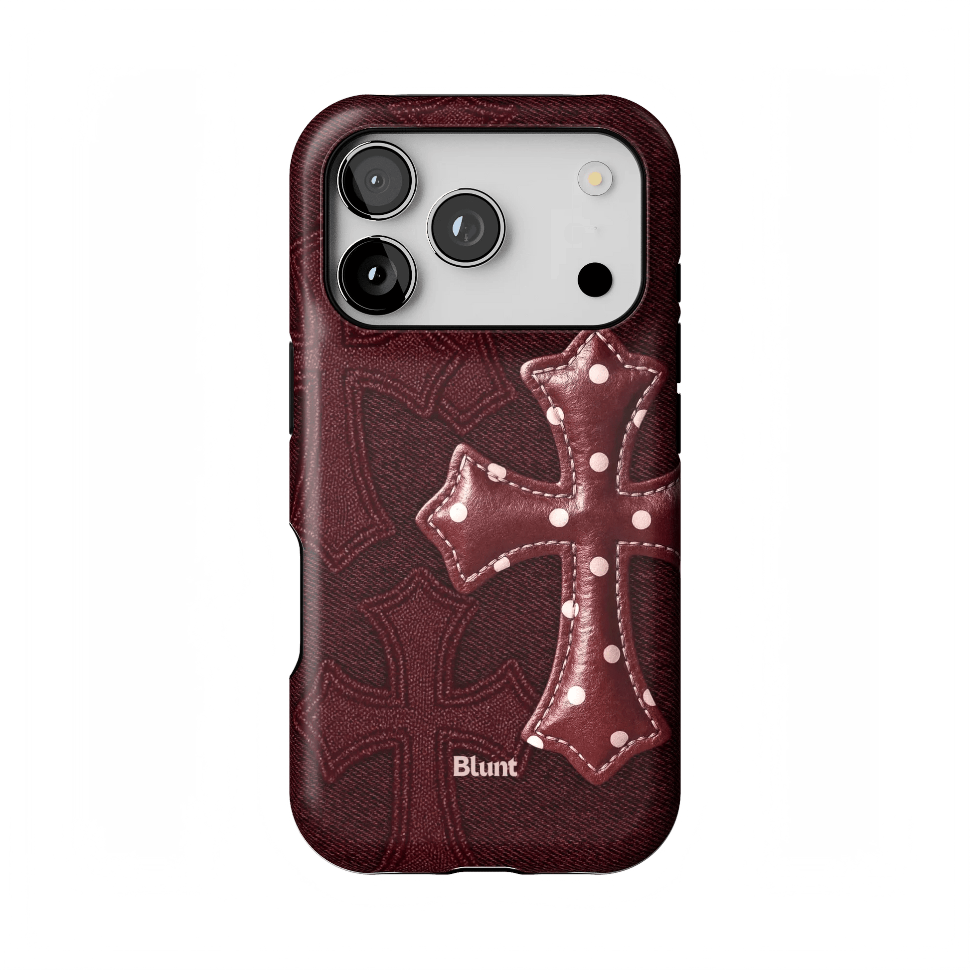 Maroon Polka Cross iPhone Case - Blunt Cases
