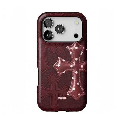 Maroon Polka Cross iPhone Case - Blunt Cases