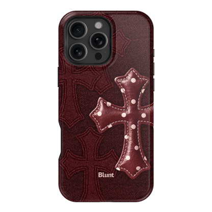 Maroon Polka Cross iPhone Case - Blunt Cases