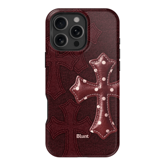 Maroon Polka Cross iPhone Case - Blunt Cases