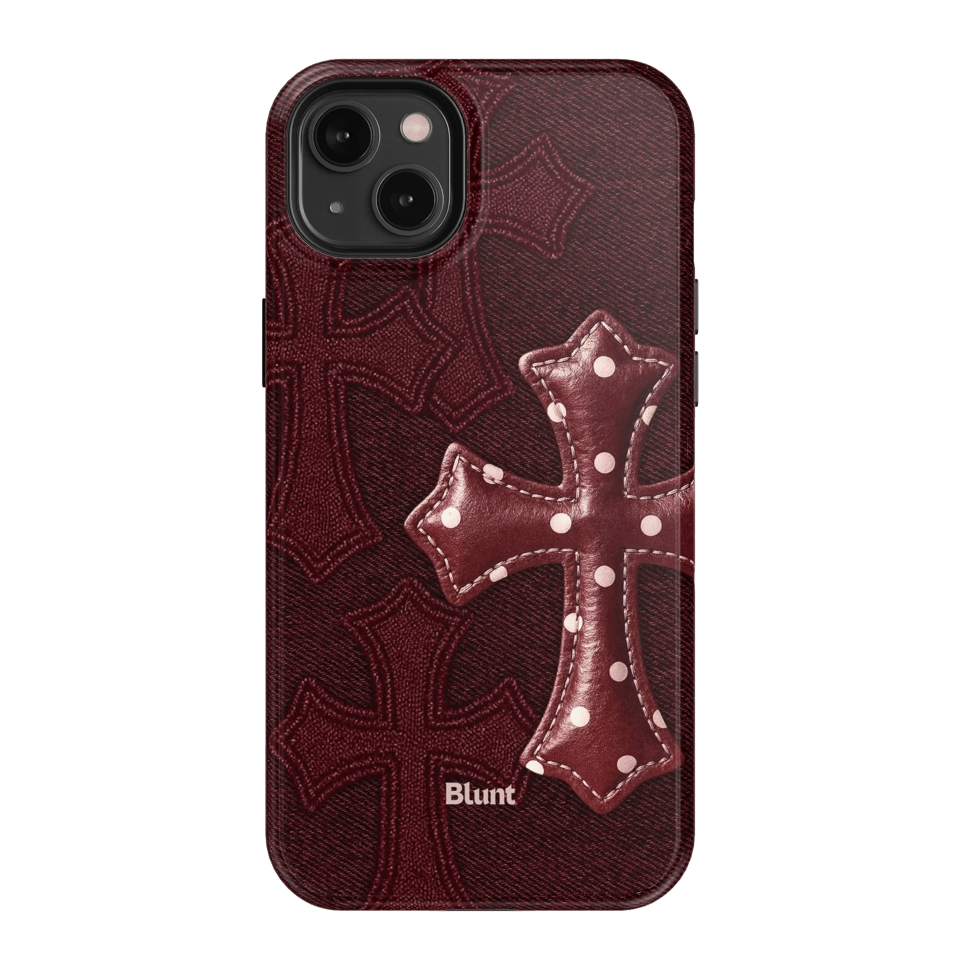 Maroon Polka Cross iPhone Case - Blunt Cases