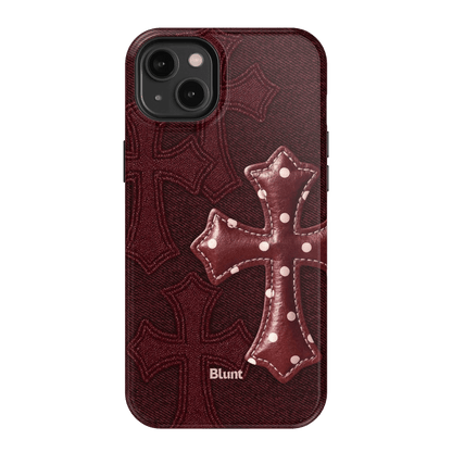 Maroon Polka Cross iPhone Case - Blunt Cases