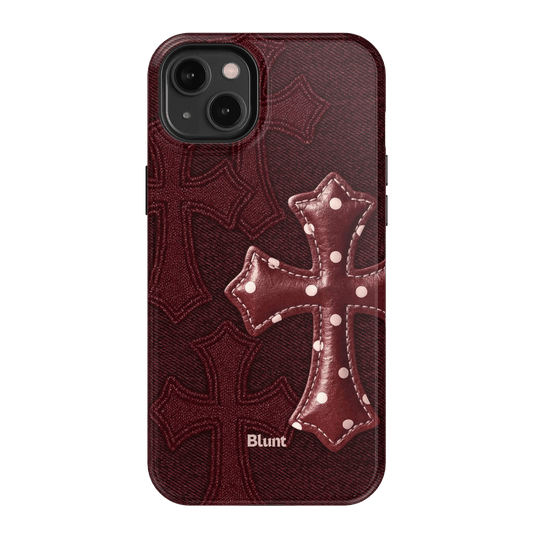 Maroon Polka Cross iPhone Case - Blunt Cases