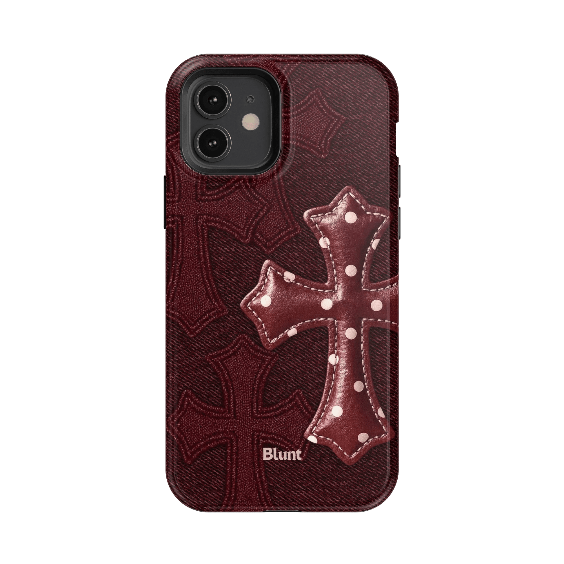 Maroon Polka Cross iPhone Case - Blunt Cases