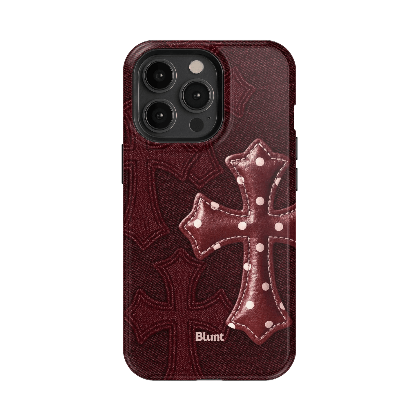 Maroon Polka Cross iPhone Case - Blunt Cases