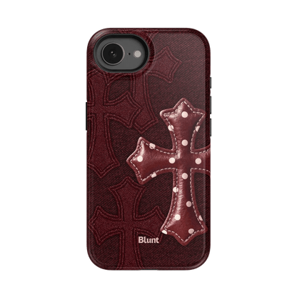 Maroon Polka Cross iPhone Case - Blunt Cases