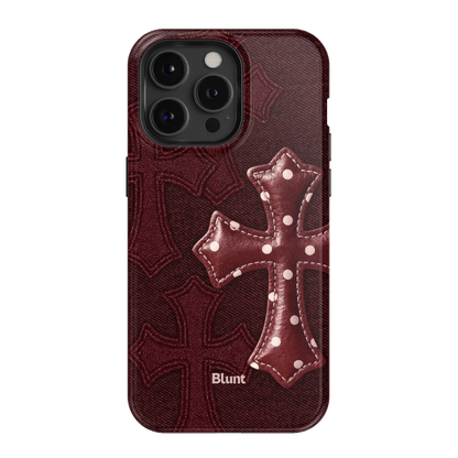 Maroon Polka Cross iPhone Case - Blunt Cases
