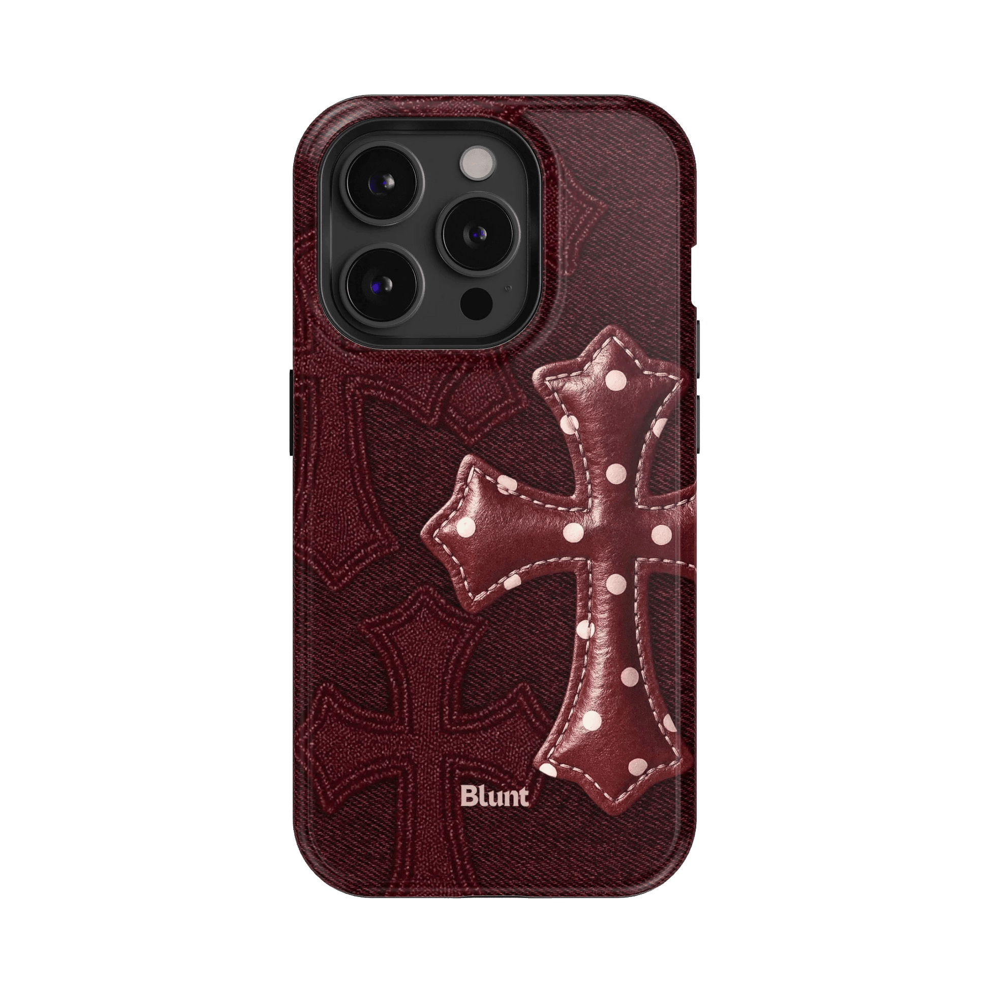 Maroon Polka Cross iPhone Case - Blunt Cases