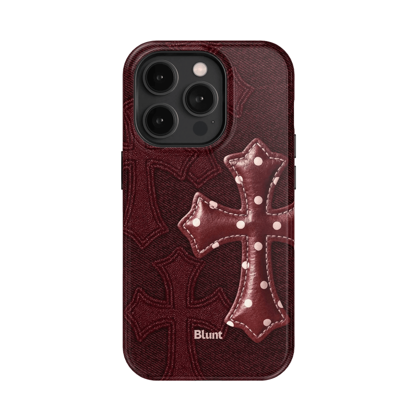 Maroon Polka Cross iPhone Case - Blunt Cases