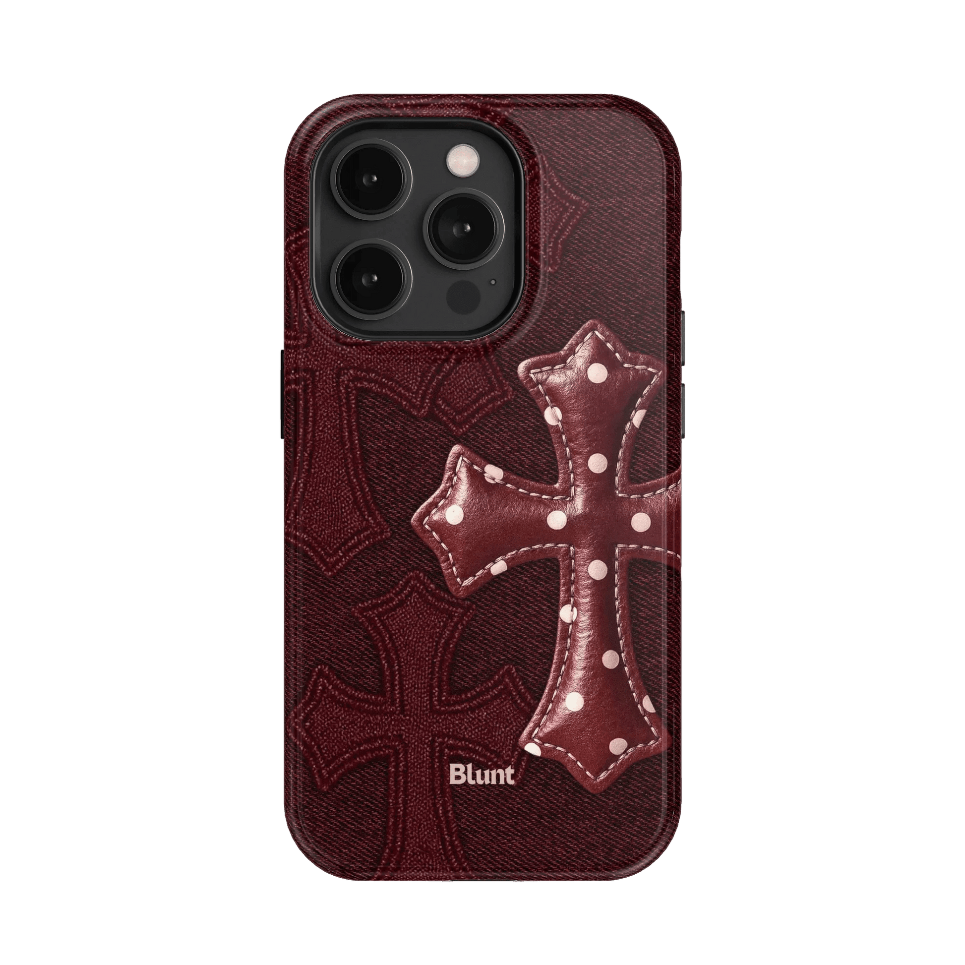 Maroon Polka Cross iPhone Case - Blunt Cases