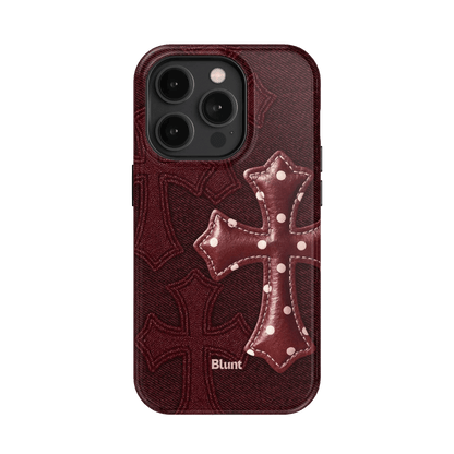 Maroon Polka Cross iPhone Case - Blunt Cases