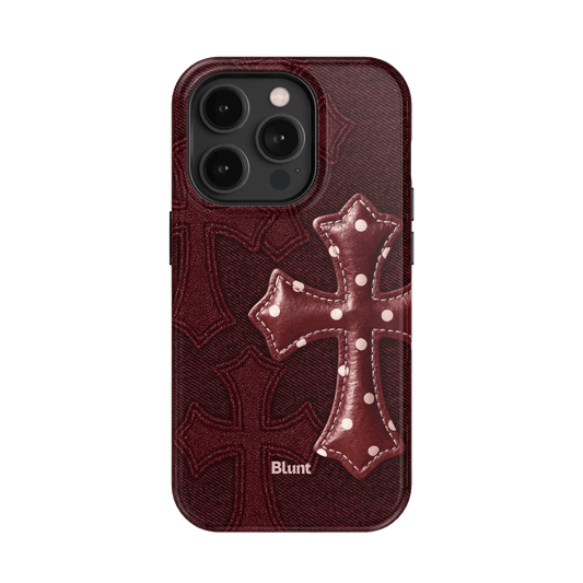 Maroon Polka Cross iPhone Case - Blunt Cases