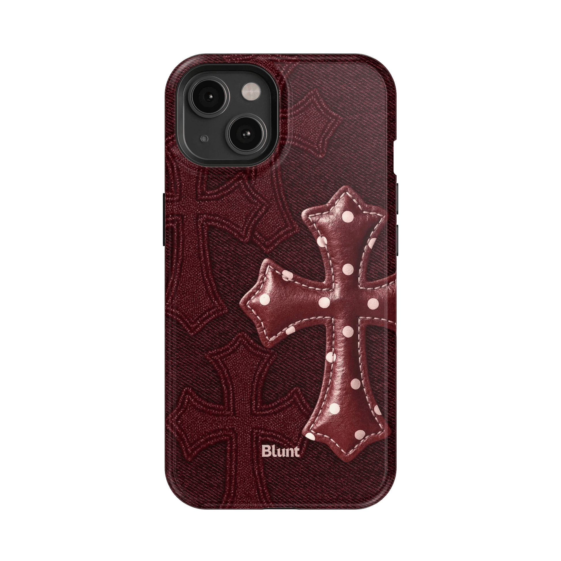Maroon Polka Cross iPhone Case - Blunt Cases