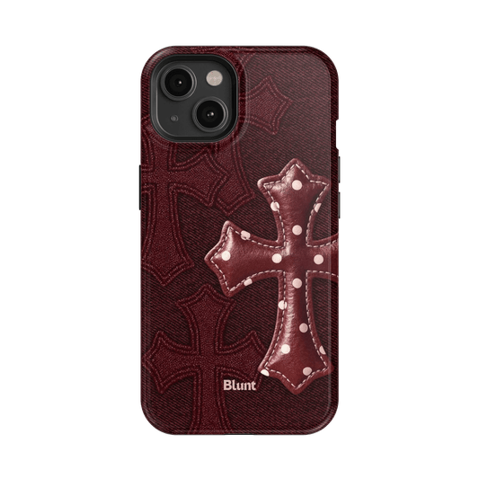 Maroon Polka Cross iPhone Case - Blunt Cases