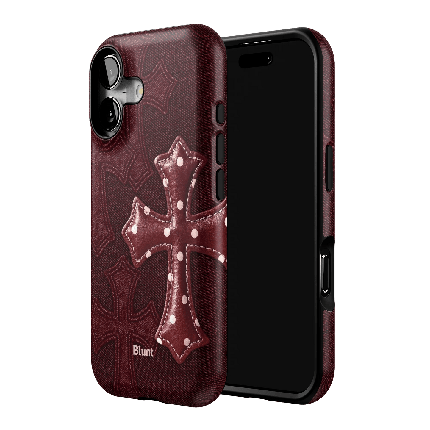 Maroon Polka Cross iPhone Case - Blunt Cases