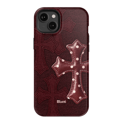 Maroon Polka Cross iPhone Case - Blunt Cases
