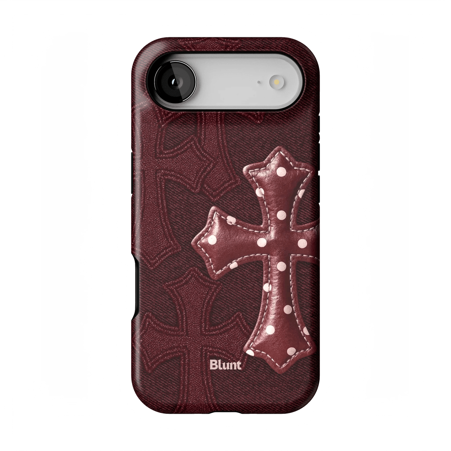 Maroon Polka Cross iPhone Case - Blunt Cases