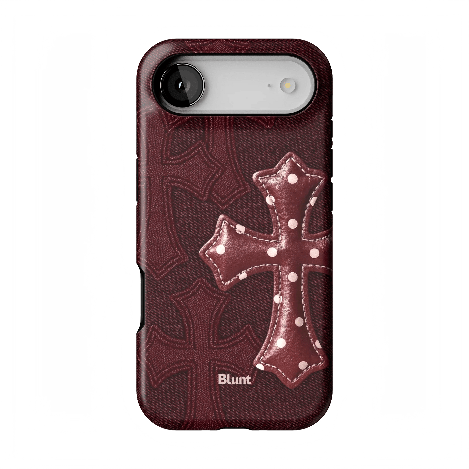 Maroon Polka Cross iPhone Case - Blunt Cases
