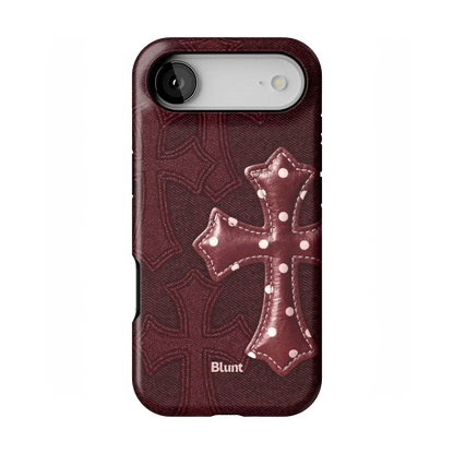 Maroon Polka Cross iPhone Case - Blunt Cases