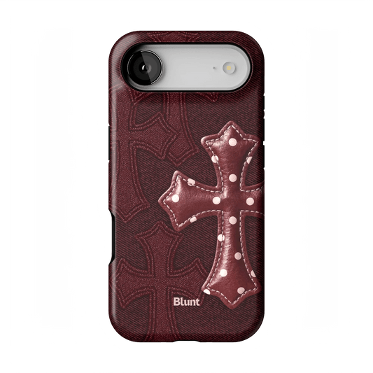 Maroon Polka Cross iPhone Case - Blunt Cases