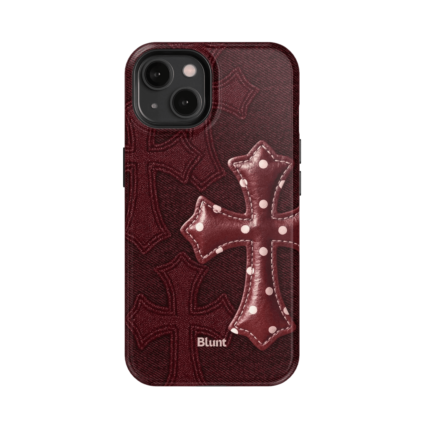 Maroon Polka Cross iPhone Case - Blunt Cases