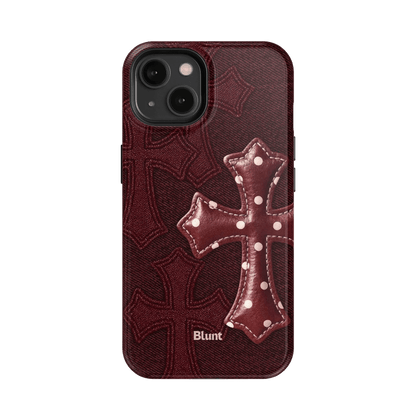 Maroon Polka Cross iPhone Case - Blunt Cases