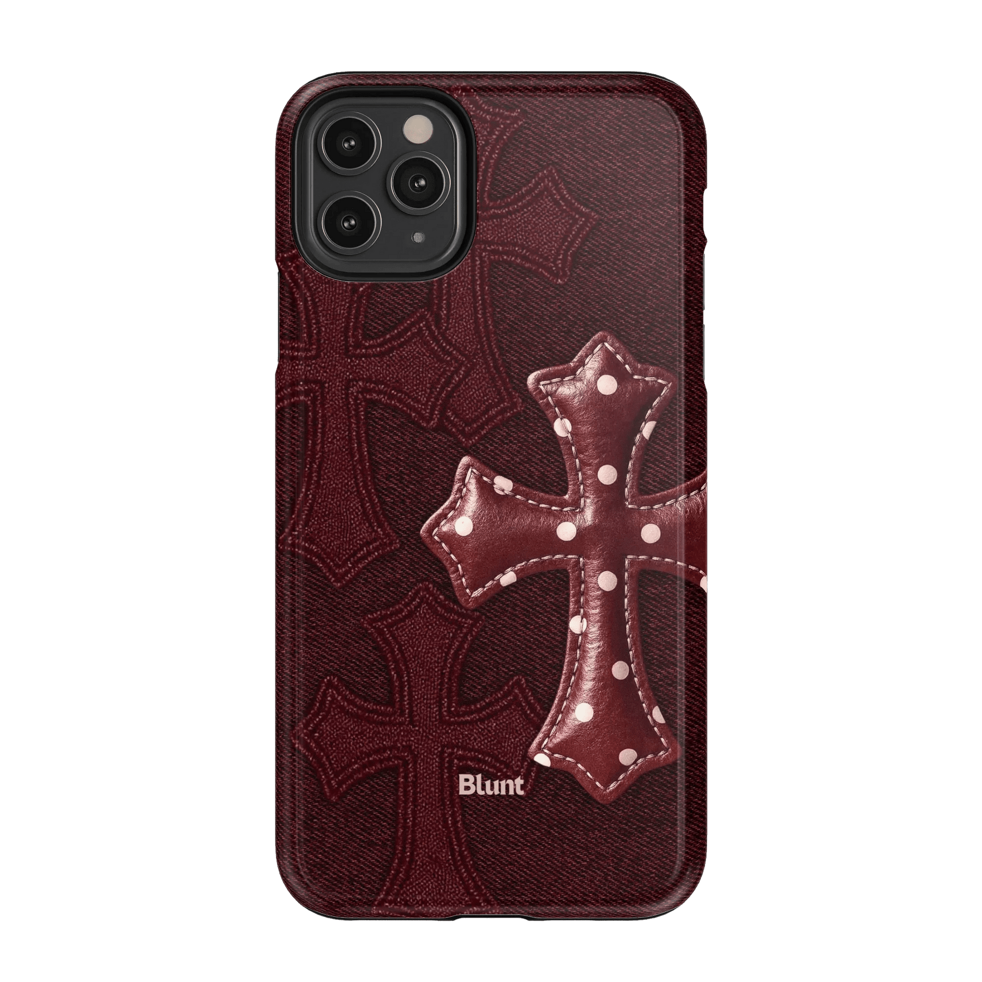 Maroon Polka Cross iPhone Case - Blunt Cases