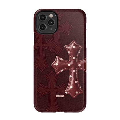 Maroon Polka Cross iPhone Case - Blunt Cases