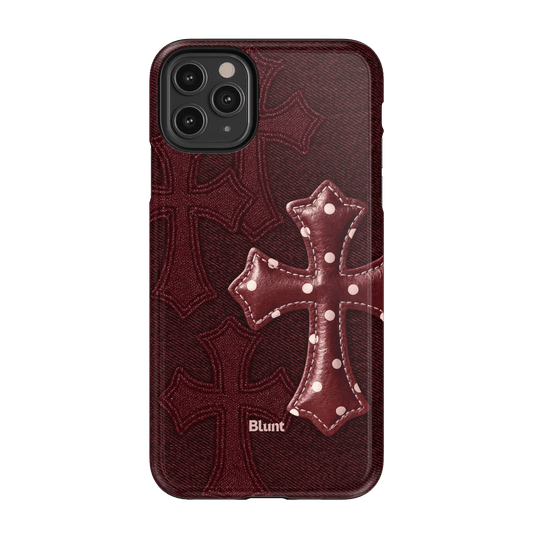 Maroon Polka Cross iPhone Case - Blunt Cases