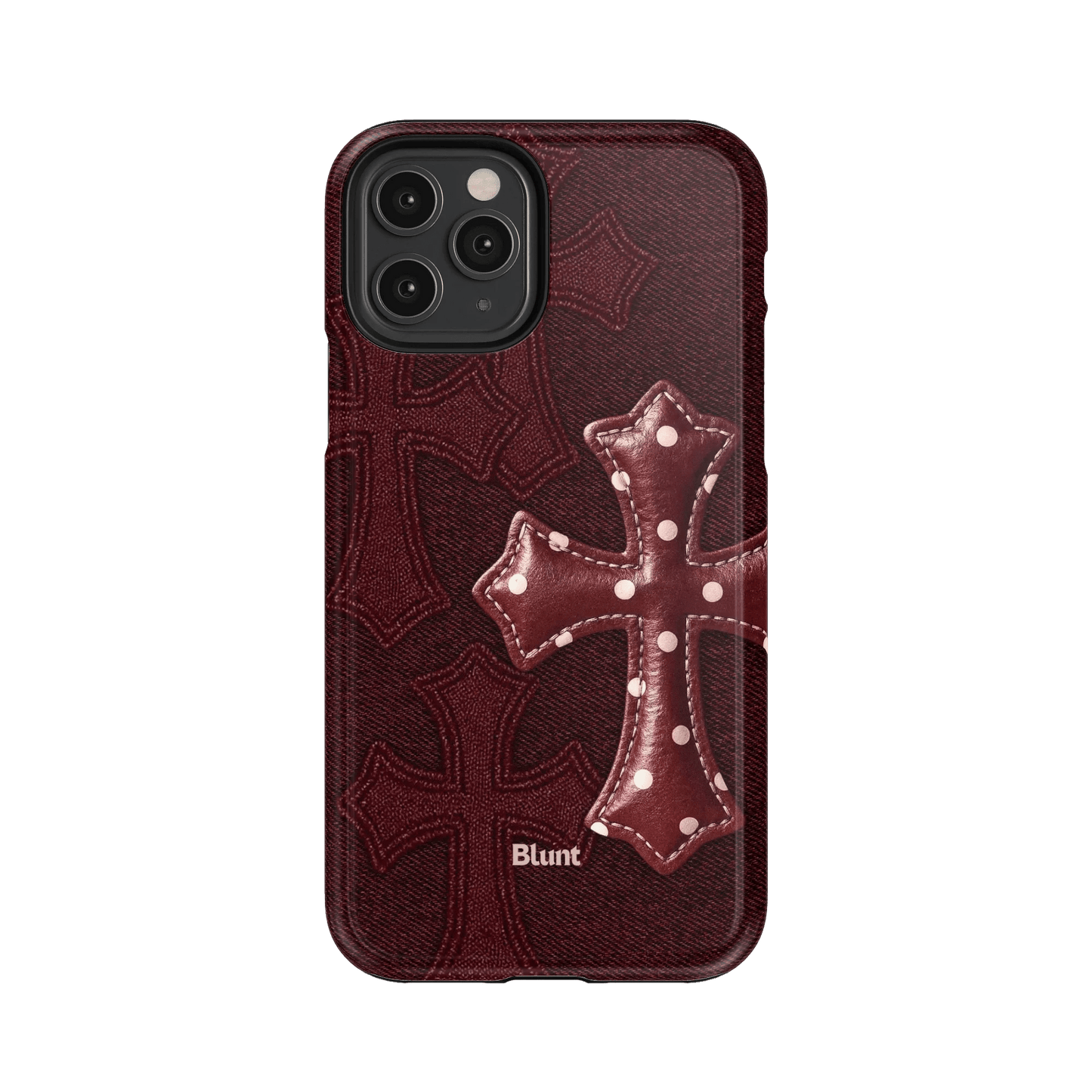 Maroon Polka Cross iPhone Case - Blunt Cases