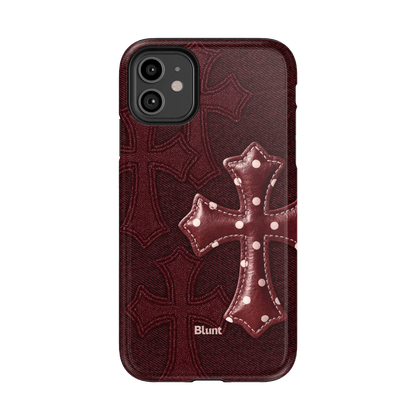 Maroon Polka Cross iPhone Case - Blunt Cases