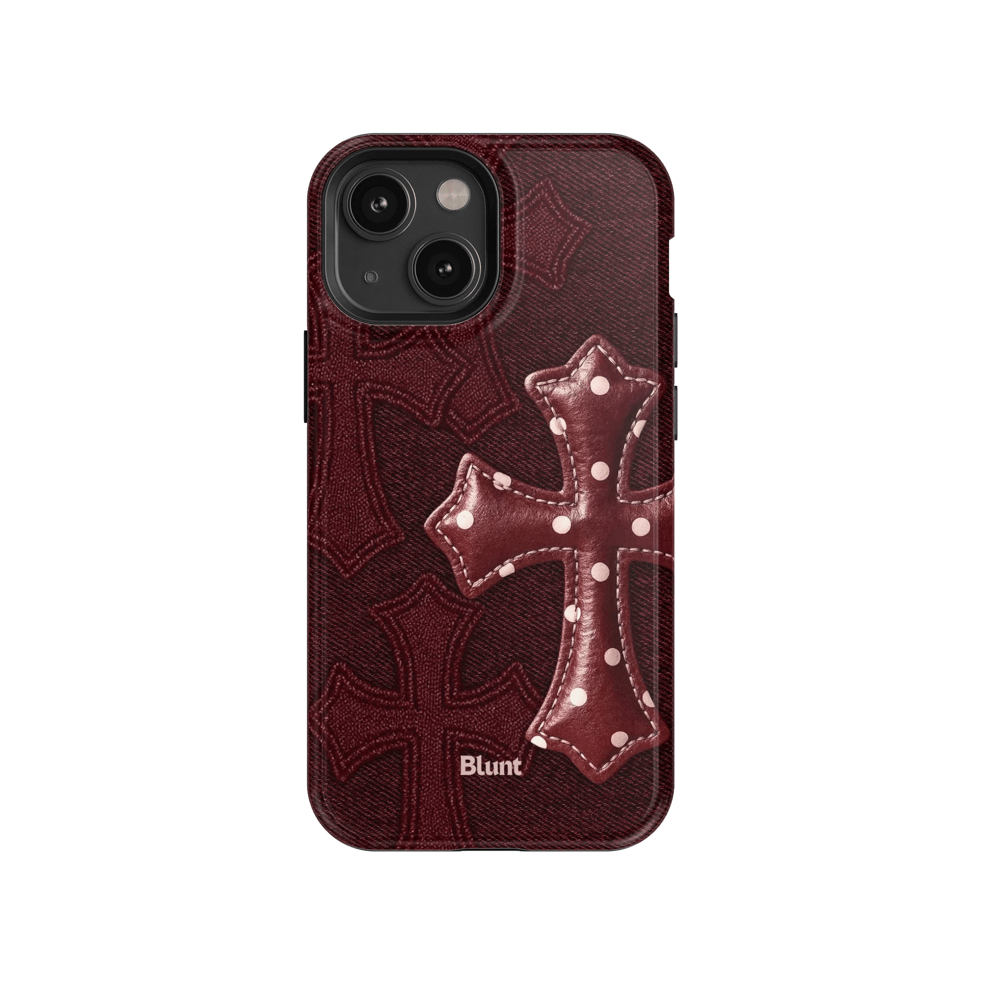 Maroon Polka Cross iPhone Case - Blunt Cases