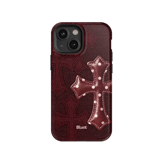 Maroon Polka Cross iPhone Case - Blunt Cases