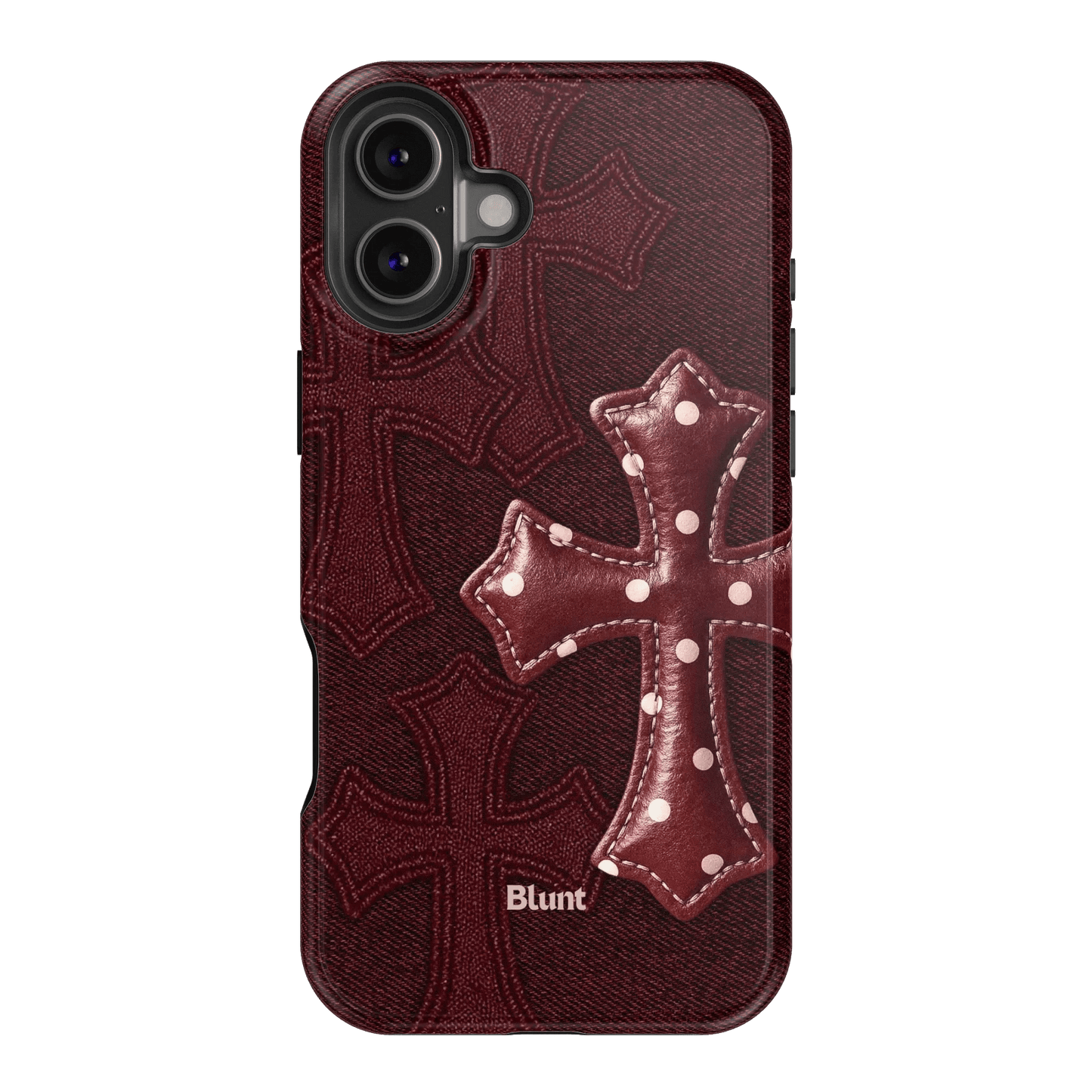 Maroon Polka Cross iPhone Case - Blunt Cases
