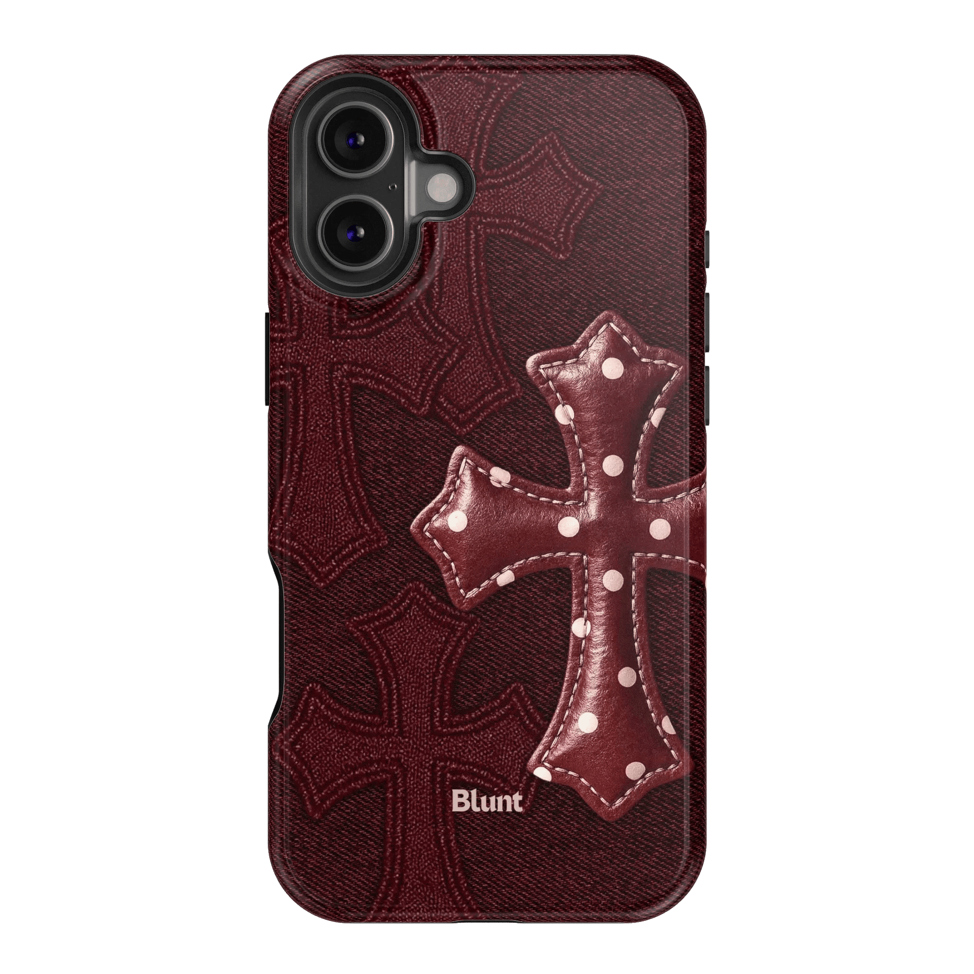 Maroon Polka Cross iPhone Case - Blunt Cases