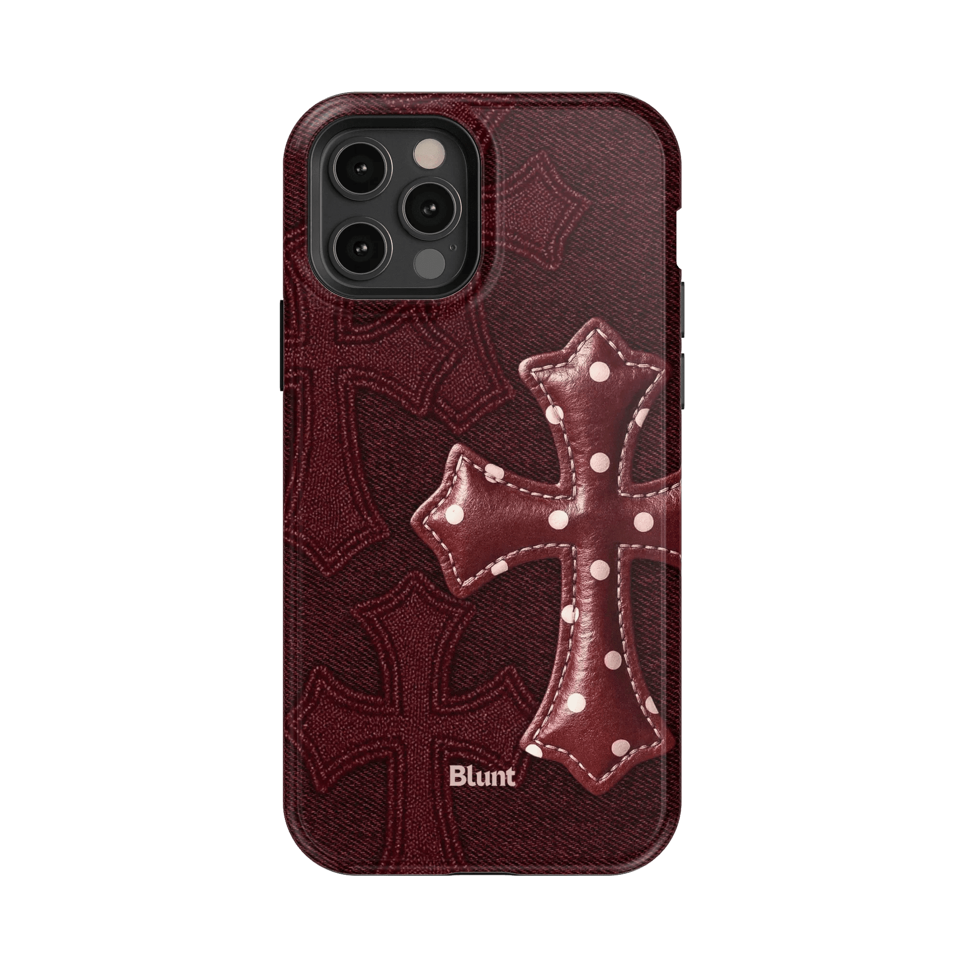 Maroon Polka Cross iPhone Case - Blunt Cases