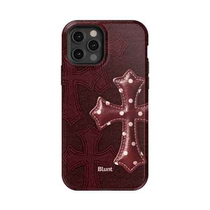 Maroon Polka Cross iPhone Case - Blunt Cases