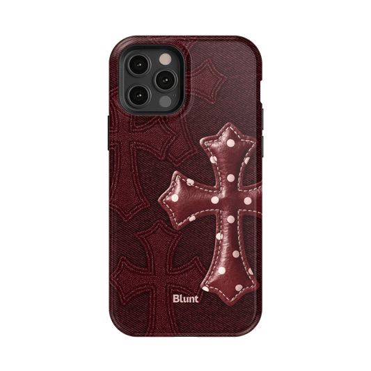 Maroon Polka Cross iPhone Case - Blunt Cases