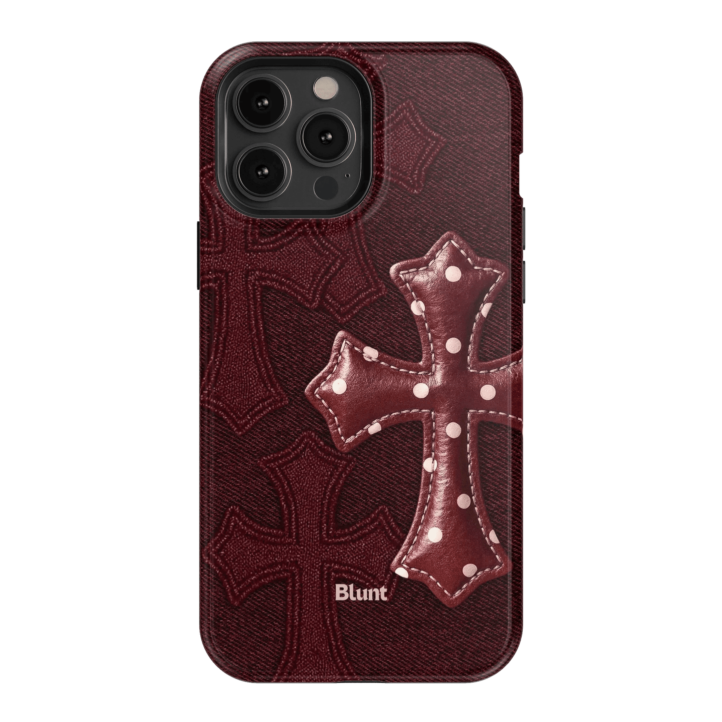 Maroon Polka Cross iPhone Case - Blunt Cases