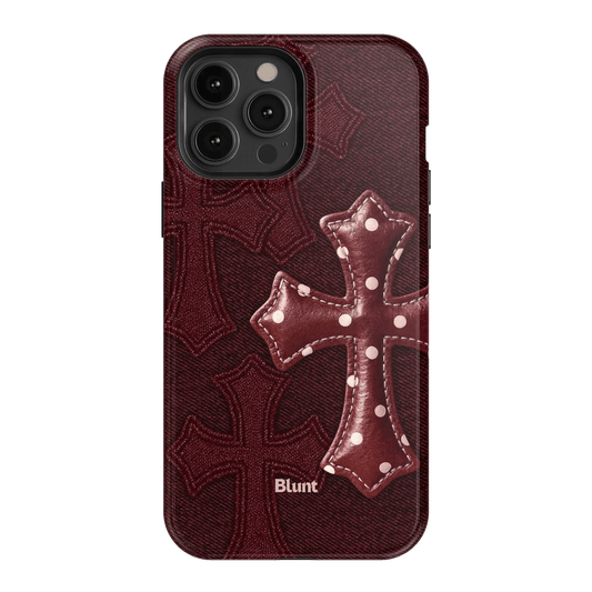 Maroon Polka Cross iPhone Case - Blunt Cases