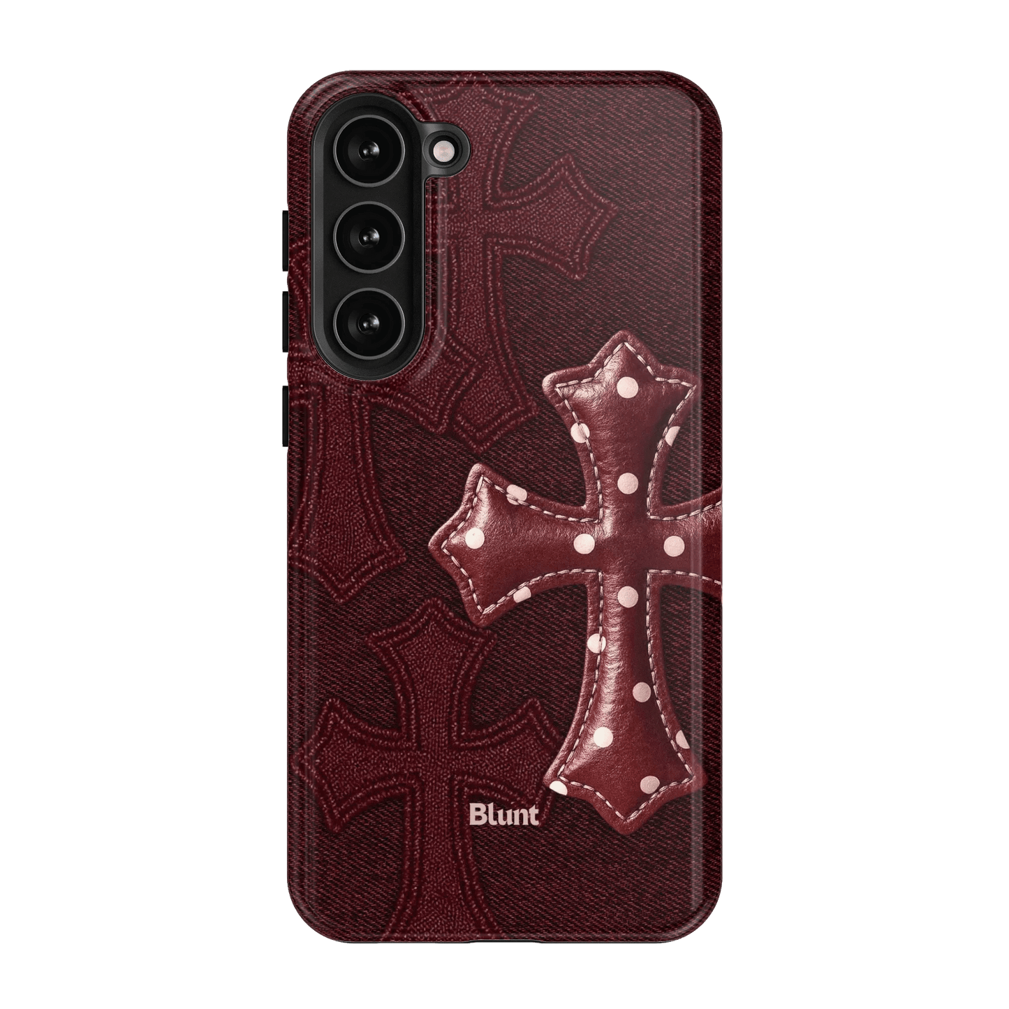 Maroon Polka Cross Samsung Case - Blunt Cases