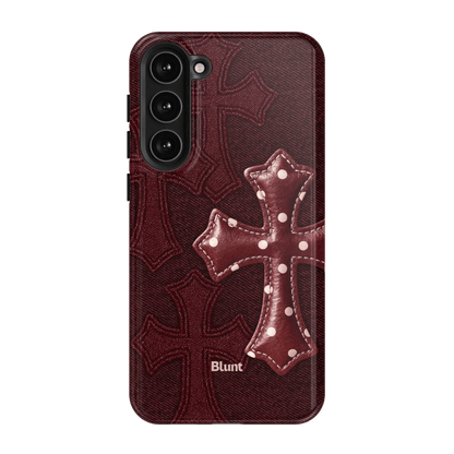Maroon Polka Cross Samsung Case - Blunt Cases