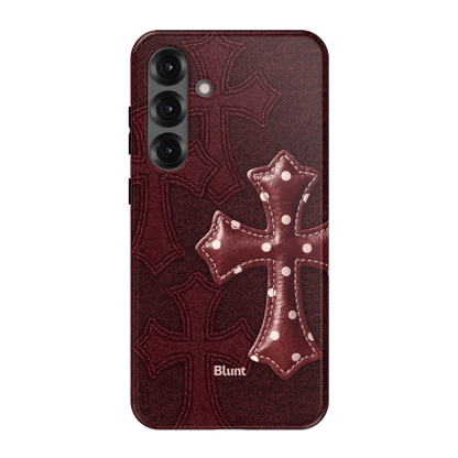 Maroon Polka Cross Samsung Case - Blunt Cases