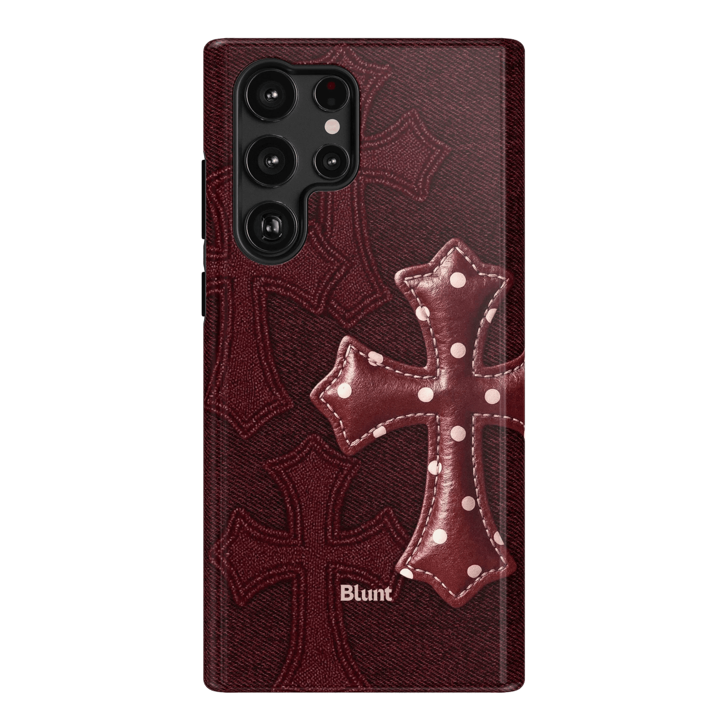 Maroon Polka Cross Samsung Case - Blunt Cases