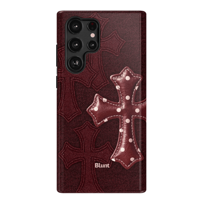 Maroon Polka Cross Samsung Case - Blunt Cases