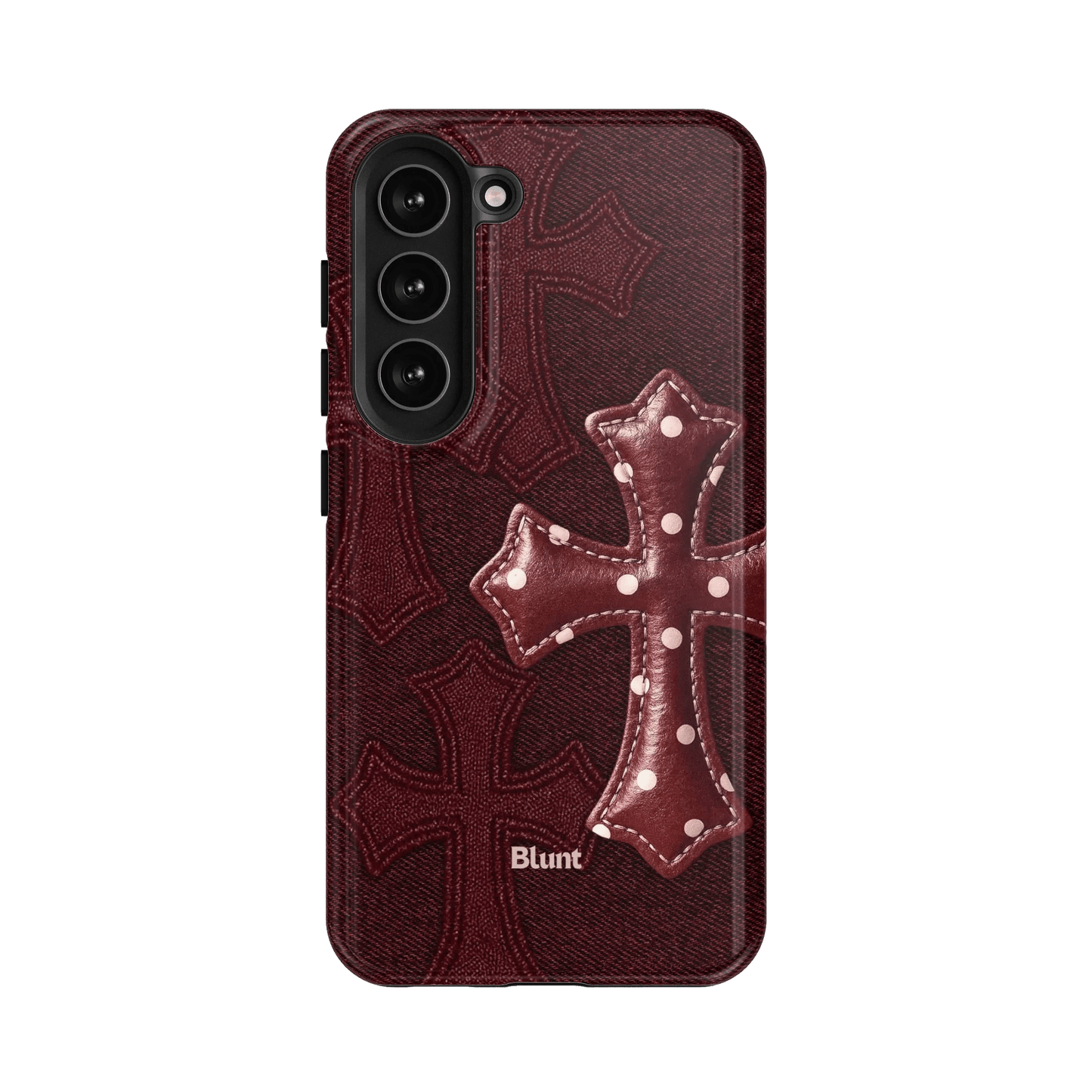 Maroon Polka Cross Samsung Case - Blunt Cases