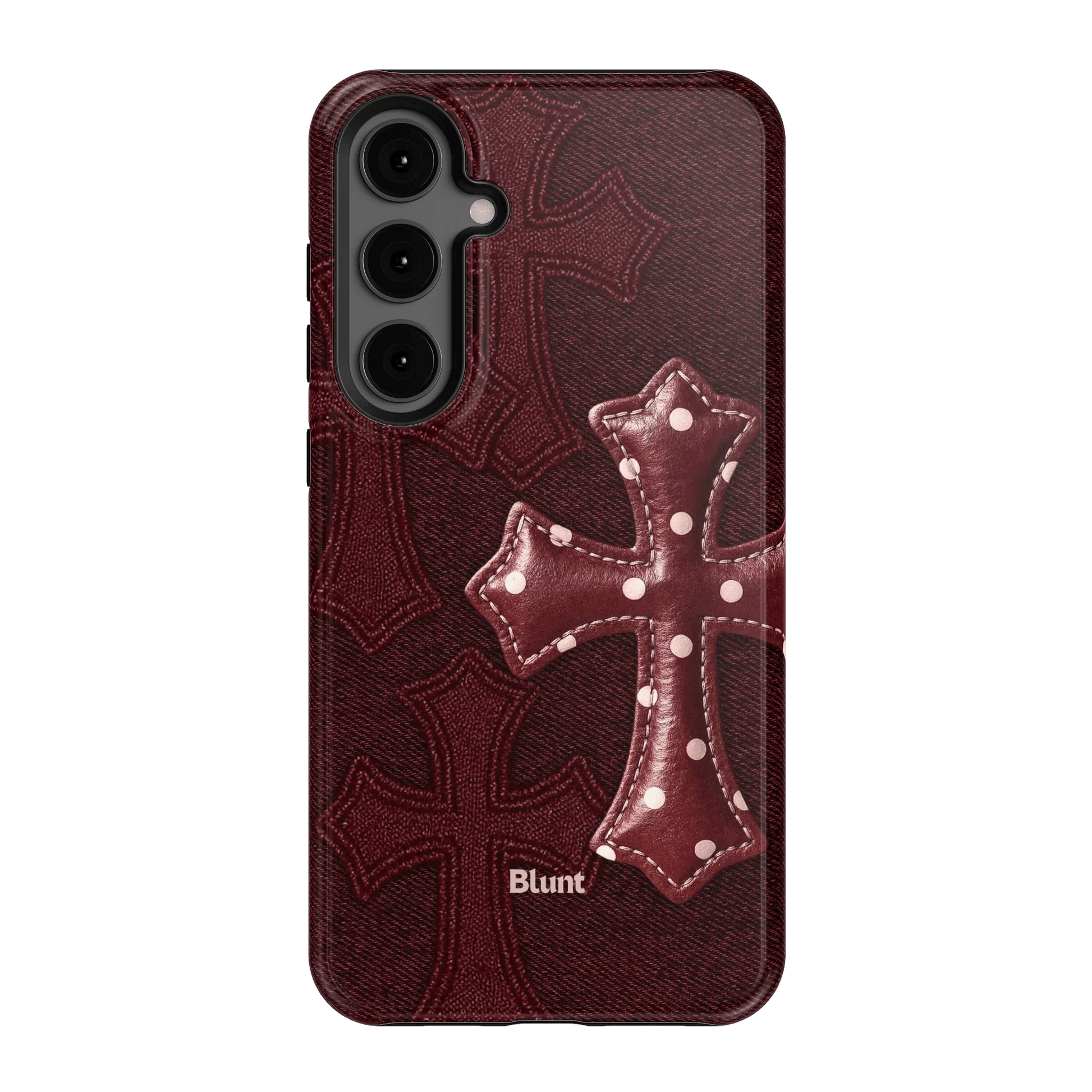 Maroon Polka Cross Samsung Case - Blunt Cases