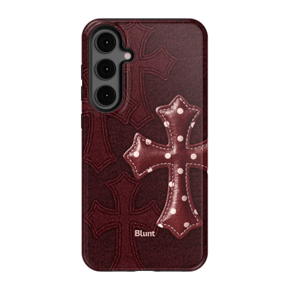 Maroon Polka Cross Samsung Case - Blunt Cases