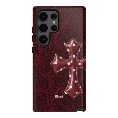 Maroon Polka Cross Samsung Case - Blunt Cases